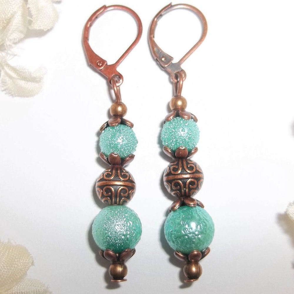 Boho Earrings, Earrings, Beaded Earrings, Turquoise Blue Earrings, NWT Set 7544